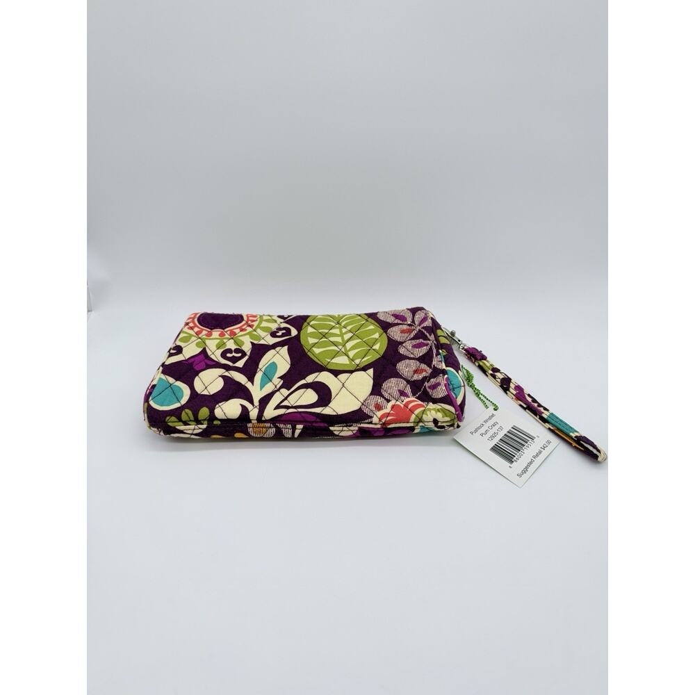Vera Bradley Pushlock Wristlet PLUM CRAZY Push Lock & Zip Top Zip Inner Pocket - Picture 4 of 10